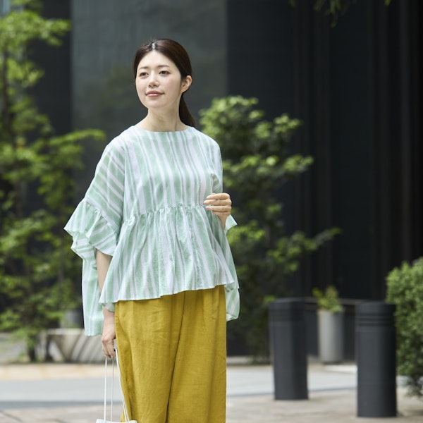Kilka×kapuwa/風が通るカディーコットンブラウス STRIPE